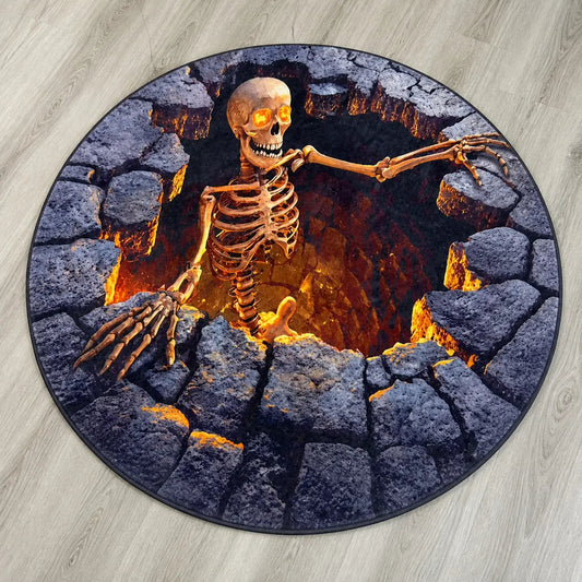 3D Illusion Halloween Rug - Lava Skeleton design