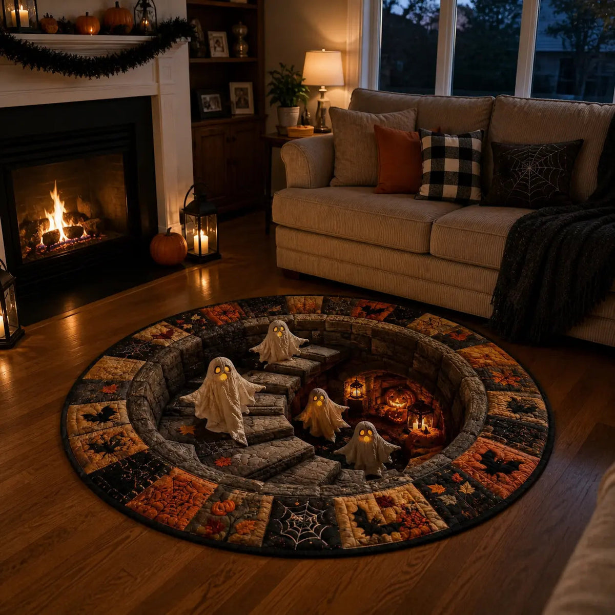 3D Illusion Halloween Rug - lifestyle